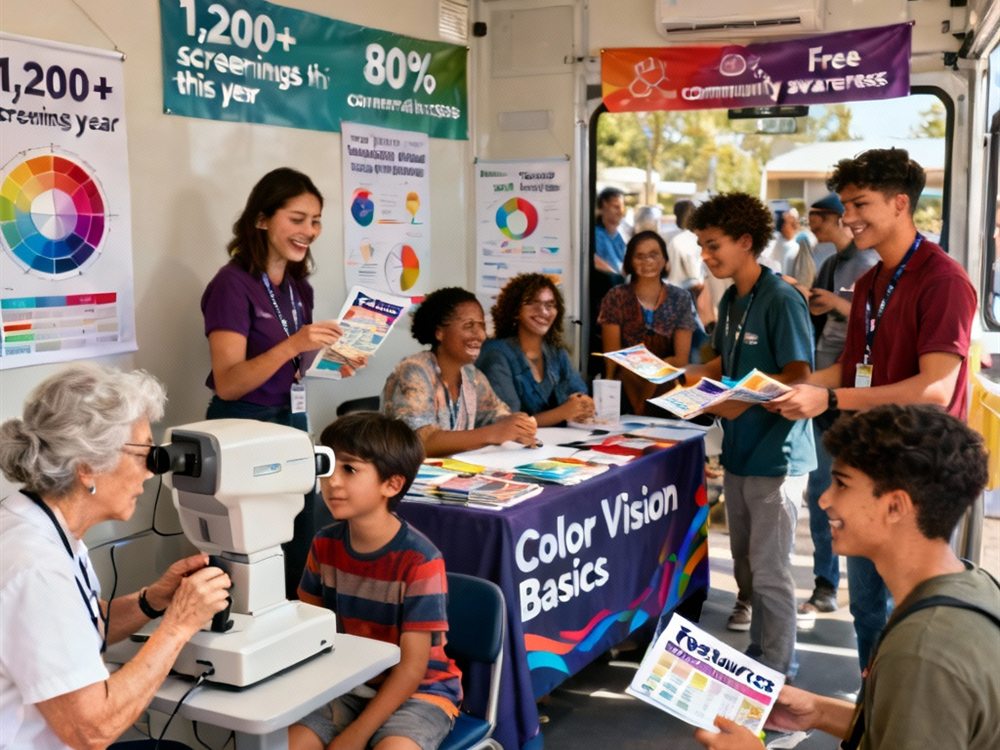 A free colour vision screening camp in progress