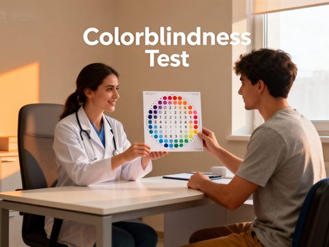 A colour vision test being carried out